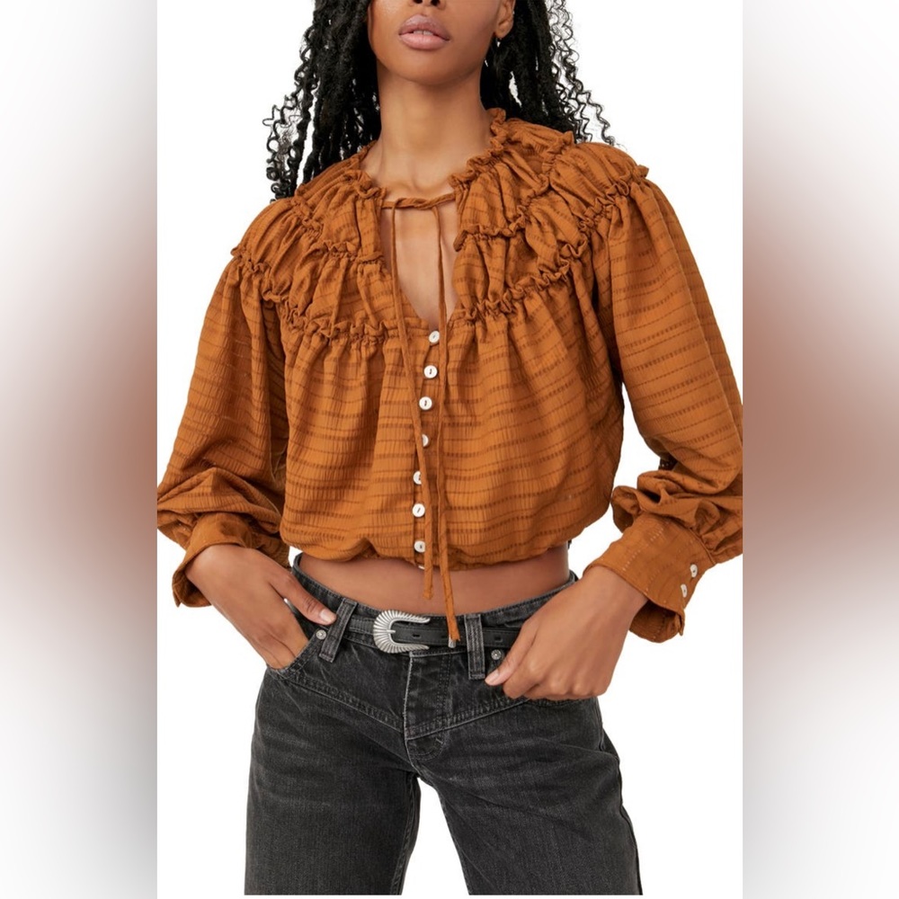 🌺Free People Hailey Crop Long Sleeve Blouse 🌸🌺 - Picture 5 of 10